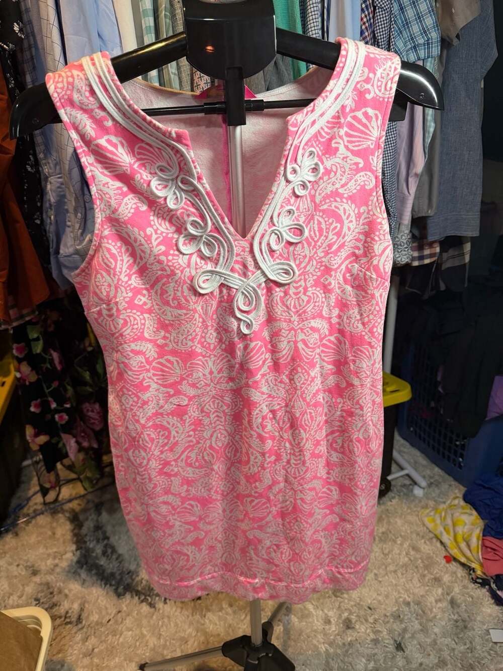 Lilly Pulitzer Harper Shift Dress Size M Pink White Sleeveless Havana Pink